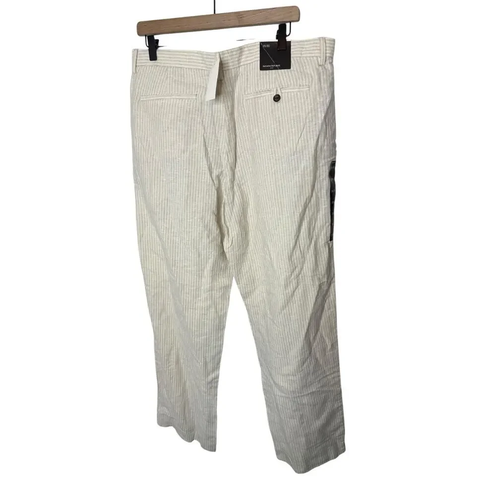Banana‎ Republic Linen blend Men 35x30 Pinstriped Linen Blend Preppy Work